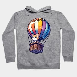 Kitten Lover Hot Air Balloon Ride Japanese Cat Humor Hoodie